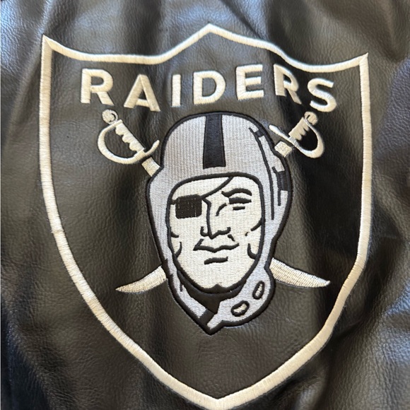 Oakland Raiders Black Leather Jacket XXL NFL - Picture 6 of 11